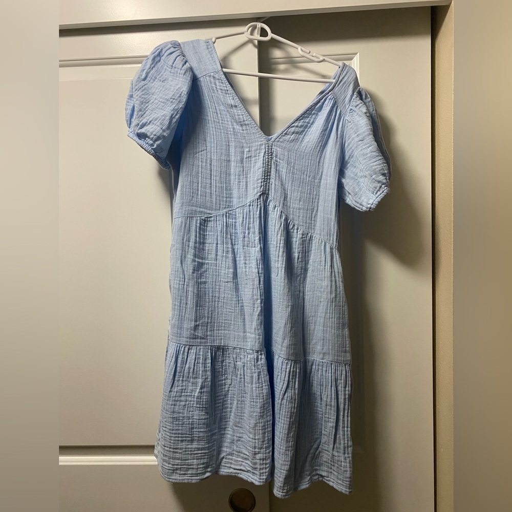 GAP Light Blue V-Neck Tiered Swing Dress S 3/$20